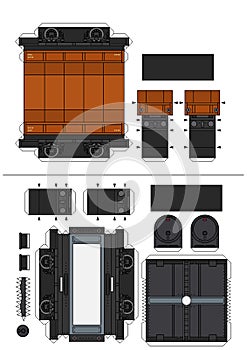 The vector paper model of two freight wagons