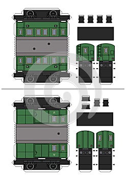 The vector paper model of two retro wagons