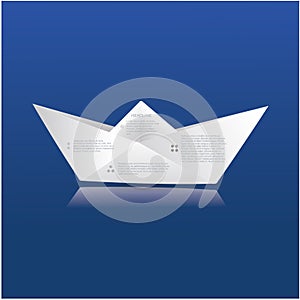 Vector paper origami boat. Paper sign with space for your text.