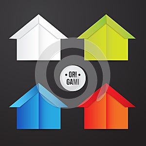 Vector paper origami house icon. Colorful origamy set. Paper design for your identity.