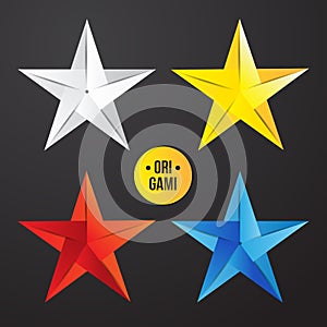 Vector paper origami star icon. Colorful origamy set. Paper design for your identity.