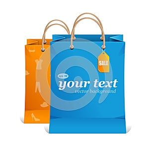 Vector paper shopping bag text area