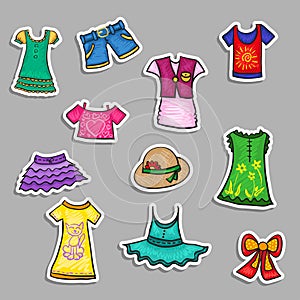 Vector paper stickers set - cartoon kids