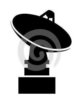 Vector parabolic antenna satellite silhouette object element retro