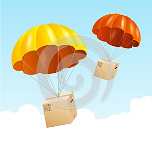 Vector parachute background. Air shipping concept photo