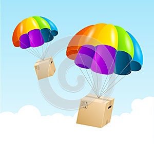 Vector parachute background. Air shipping concept