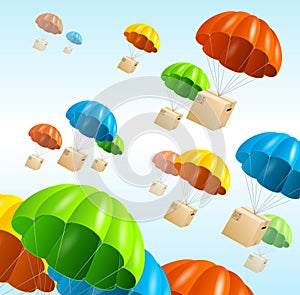 Vector parachute background. Air shipping concept