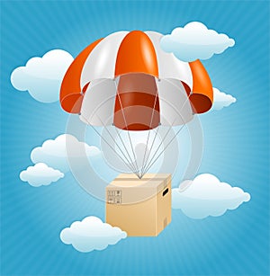 Vector parachute background. Air shipping concept