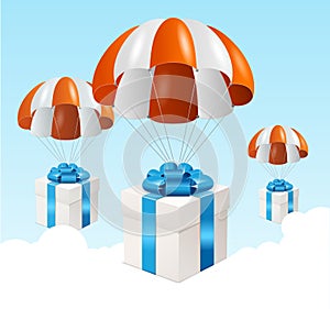 Vector parachute background. Air shipping concept