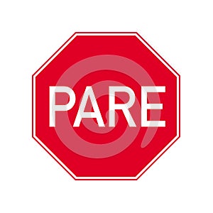 Vector Pare Spanish Stop Sign photo