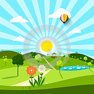 Vector Park Sunny Day Illustration