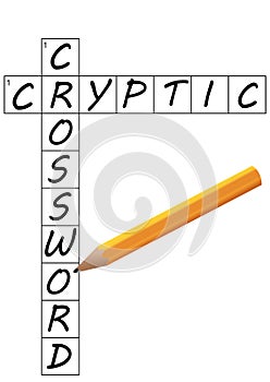 Vector Cryptic Crossword partial grid with pencil photo