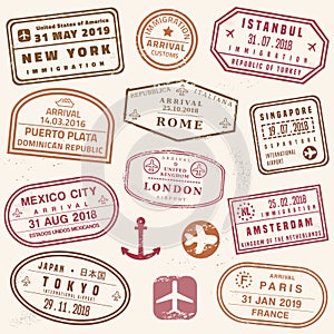 Vector passport stamps