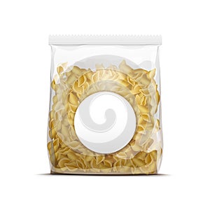 Vector Pasta Shells Packaging Template Isolated