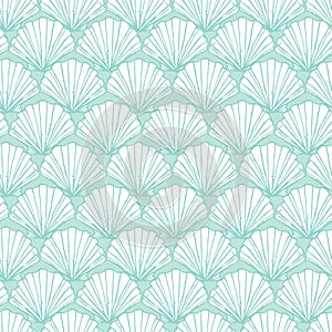 Vector pastel aqua seashells repeat pattern. Suitable for gift wrap, textile and wallpaper