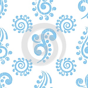 Vector pastel blue vintage style koru elements