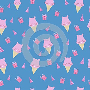 Vector patten seamless with ice cream sweet and gift box