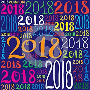 Vector pattern of 2018 number. New Year background texture for greeting card, giftbox wrapping, decoration.