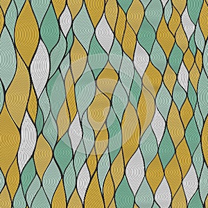 Vector pattern abstract background with wave ornament. Hand draw illustration, coloring book zentangle motif.