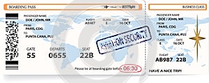 Vector pattern of airline boarding pass ticket