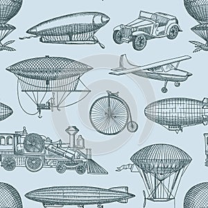 Vector pattern or background illustration vintage hand drawn airships