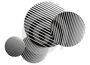 Vector pattern of black striped circles on a white background.