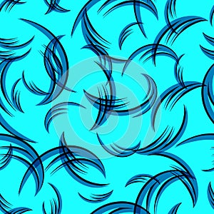 Vector pattern of blue curls on a blue background.
