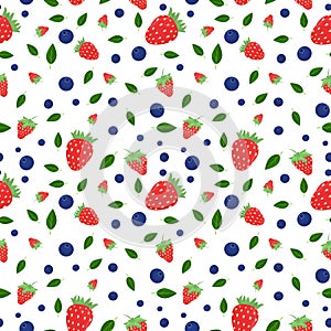 Vector pattern with blueberries and strawberries