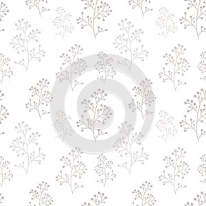 Vector pattern with branches and berries. Grey