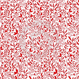 Vector pattern with branches and berries. In red.