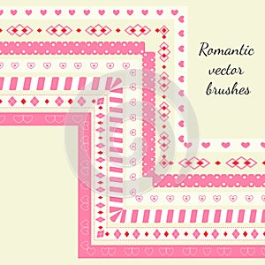 Vector pattern brushes for illustrator. Decor element for wedding design, scrapbooking elements, valentine cards, logos, borders a