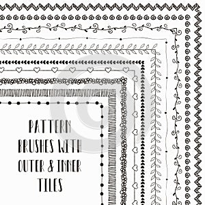 Vector pattern brushes with outer and inner tiles