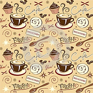 Vector Pattern Cafe Fresh Hot Coffee