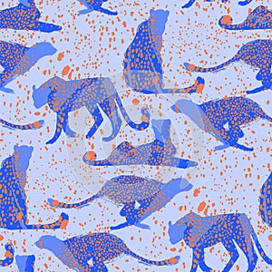 Vector pattern of cheetahs surrounded by exotic plants