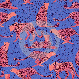 Vector pattern of cheetahs surrounded by exotic plants