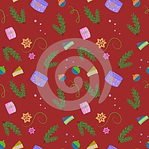 vector pattern Christmas cake and gift background