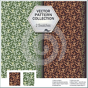 Vector pattern collection that includes 2 swatches from the leaves