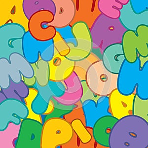 Vector Pattern with Colorful Cartoon Letters