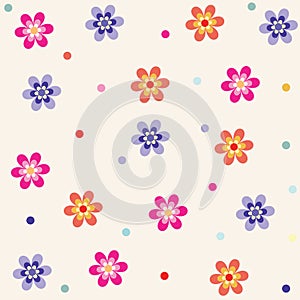 Vector pattern with colourful flowers.