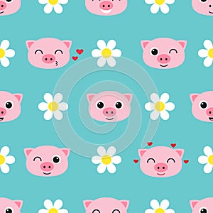 Vector pattern with cute piglets