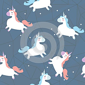 Vector pattern with cute unicorns.