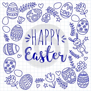 Vector pattern for Easter Eggs, flowers, bunny Happy easter pattern