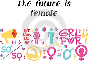 Vector pattern femenism illustration women equality day photo