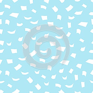 Vector pattern with flying, scattered notebook white paper, documents. Chaotic background illustration with falling