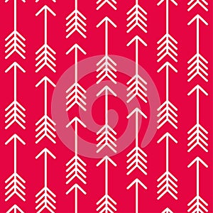 Vector pattern with geared right arrows. Seamless tiling background. Abstract business concept, success story. Ornament for Wrappi