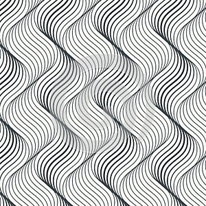 Vector pattern with geometric waves. Endless stylish texture. Ripple monochrome background. Graphic clean for fabric