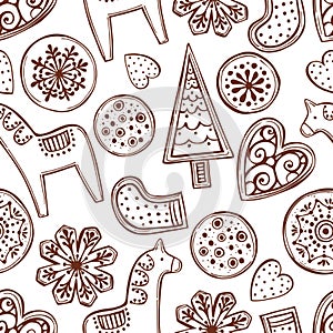 Vector   pattern with ginger cookies