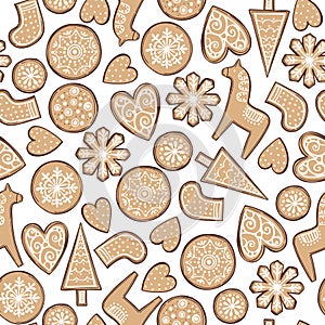 Vector   pattern with ginger cookies