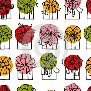 Vector  pattern with hand drawn gifts