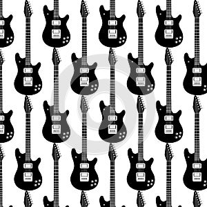Vector pattern with hand drawn guitar.